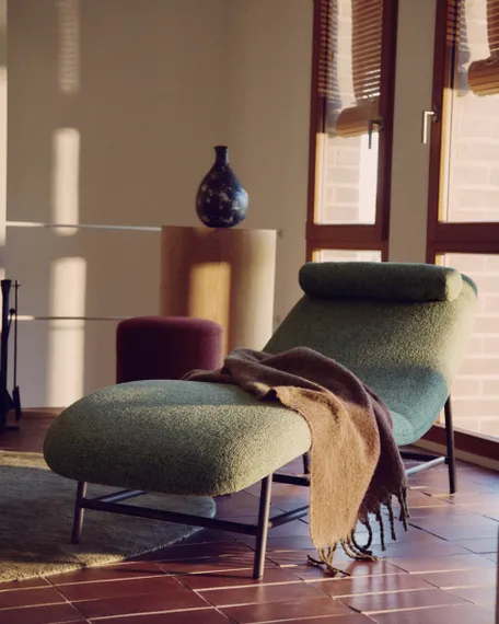 Кушетка Osla из зеленого шенилла с ножками из матовой нержавеющей стали, 175 см