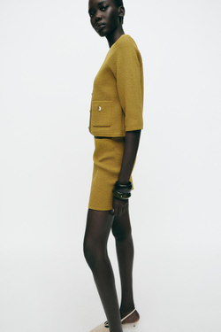 ZARA КАРДИГАН С ЗОЛОТИСТЫМИ ПУГОВИЦАМИ, ФИСТАШКОВЫЙ