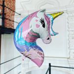 Шар (32''/81 см) Фигура, Голова, Волшебный единорог, 1 шт. в уп.