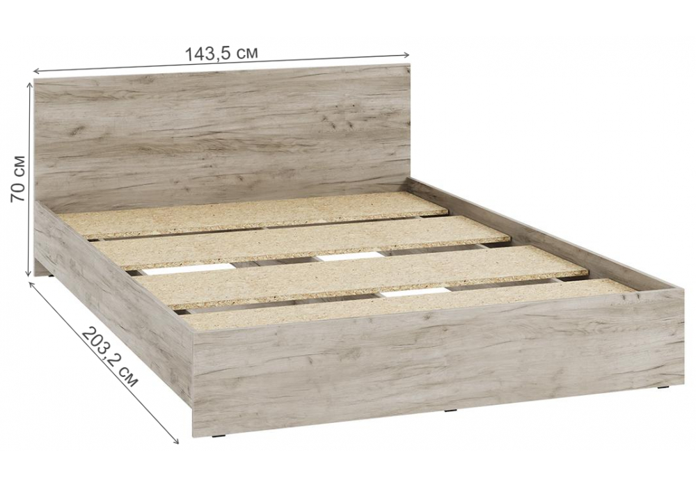 Кровать Woodville Адайн КР-140 140х200 дуб крафт серый, дуб крафт серый