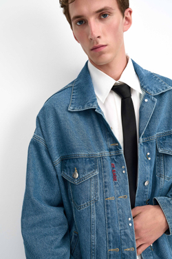 Джинсовая куртка мужская голубая Man Jeans Relaxed Jacket Dark blue