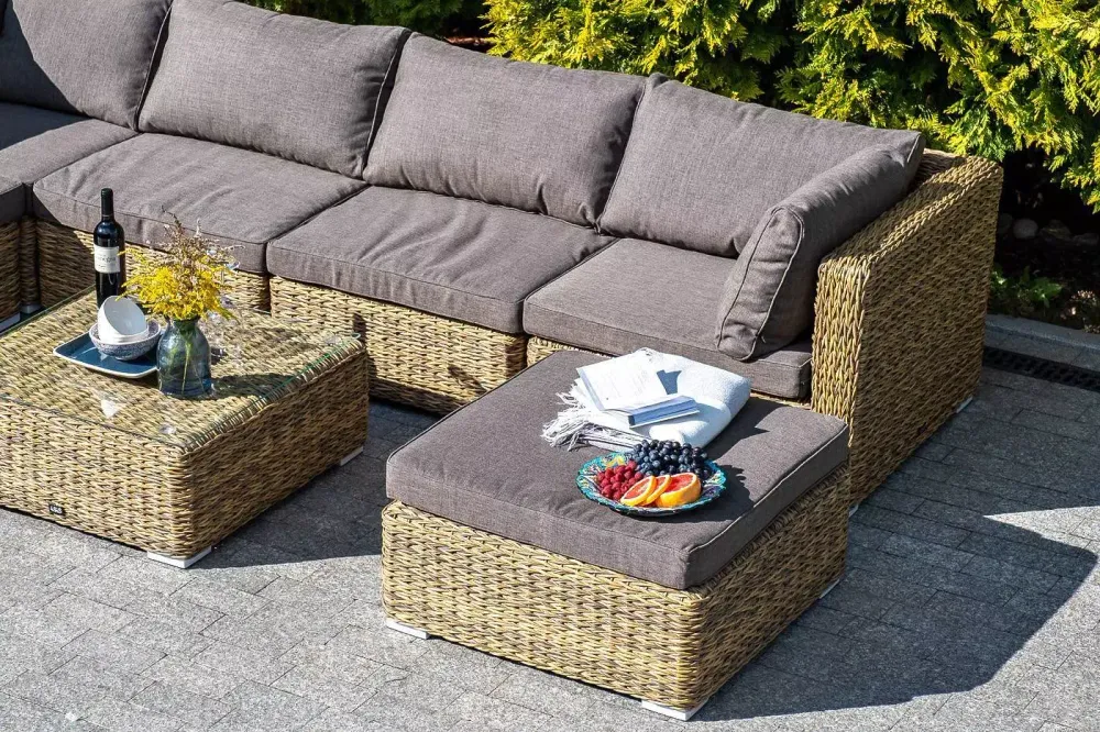 "Лунго" модуль диванный угловой с подушками, цвет соломенный (гиацинт)