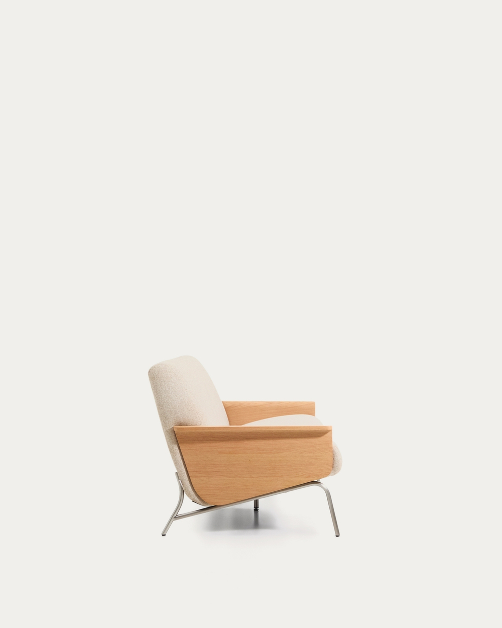 3-местный диван Amsen бежевый с подлокотниками из шпона дуба