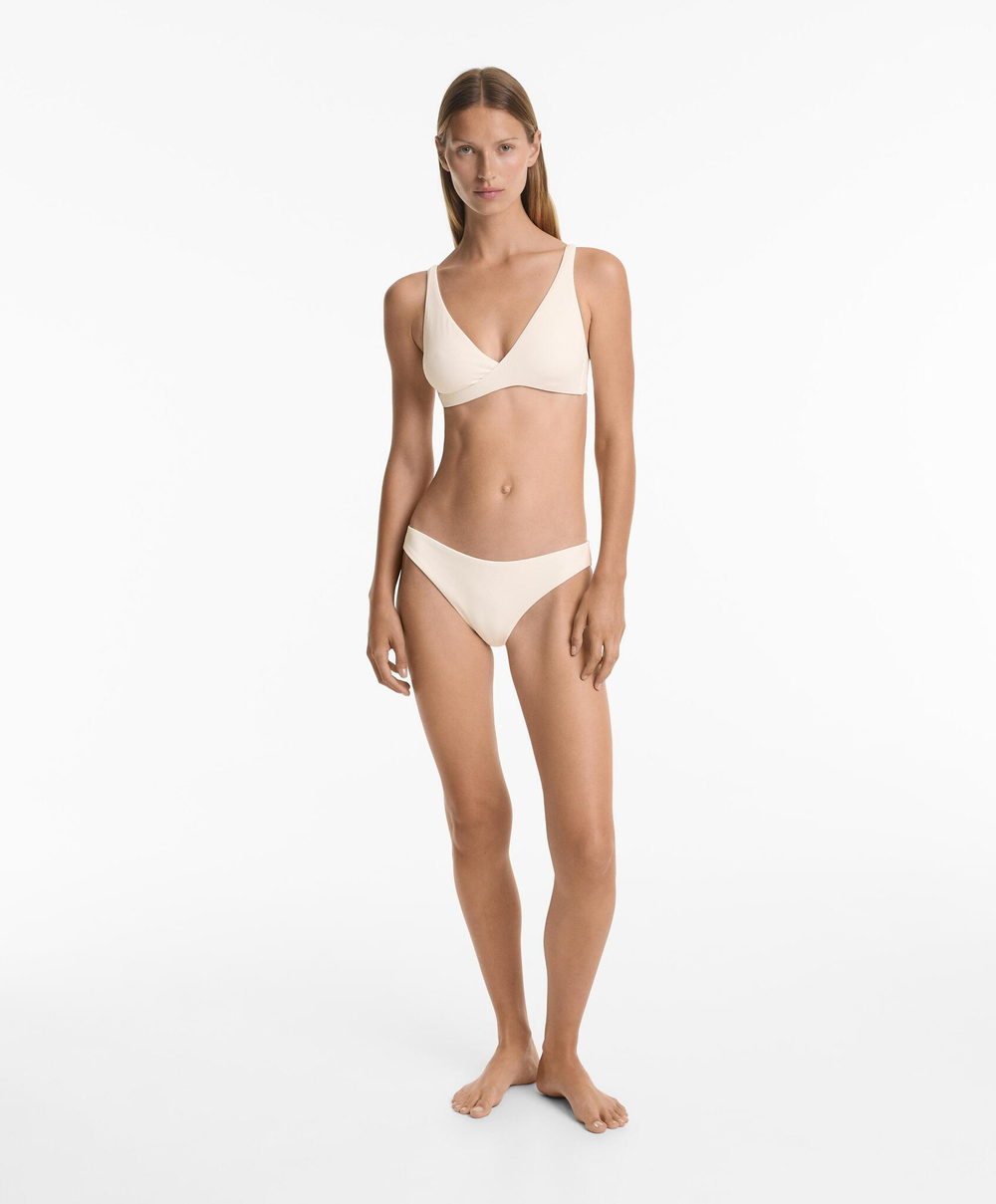 OYSHO Топ бикини с перекрещенными бретельками Piqué, экрю