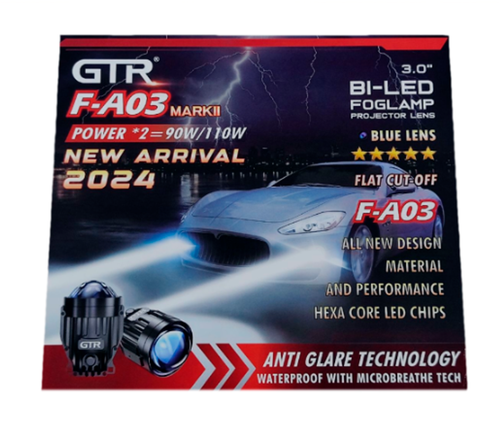Билед ПТФ модули GTR 3.0 дюйма F-A03 2024, универсальные крепления Vesta, Granta FL, герметичные (комплект, 2шт)