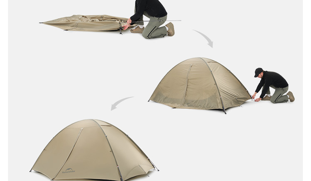 Палатка Naturehike Jiling PRO 1-местная, алюминиевый каркас, сверхлегкая, светло-коричневая
