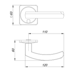 Ручка раздельная K.MSC62.MOSAIC CP-8 хром, квадрат 170 мм