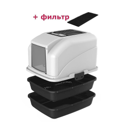 Cat-L28F Закрытый туалет для кошек "Чистый котик",с корзиной,с фильтром серый 50х40х41см
