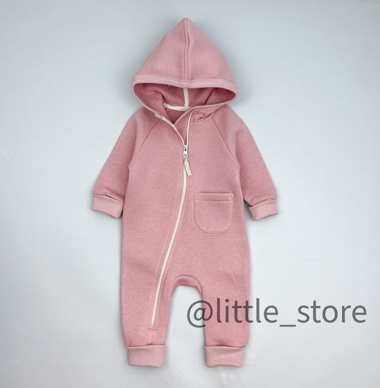 Комбинезон "Simple" из футера с начесом, Темная пудра