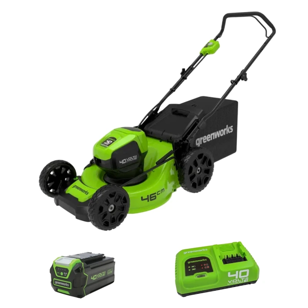 Аккумуляторная газонокосилка Greenworks GD40LM46HPK5 40В (1 x 5 Ач, Быстрое ЗУ) нож 46 см, 2514407U5F