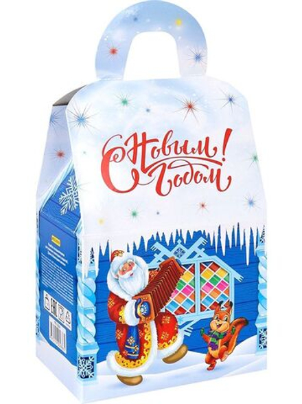Коробка для конфет 1000гр "Новогоднее веселье" домик