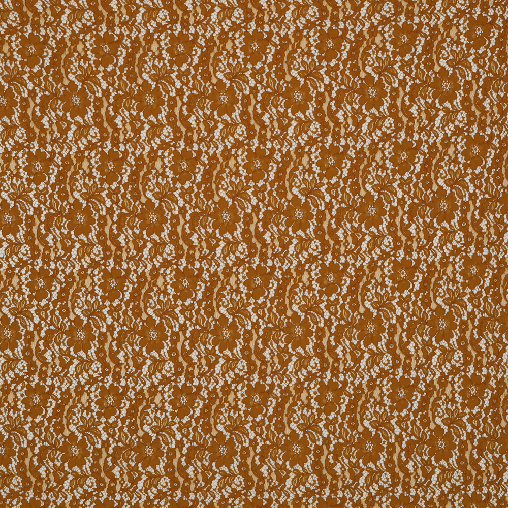 Хлопково-вискозное кордовое кружево горчичного цвета