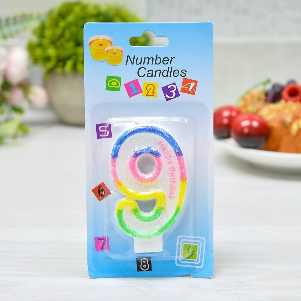 Свеча для торта цифра "9" 7см "Celebration", парафин