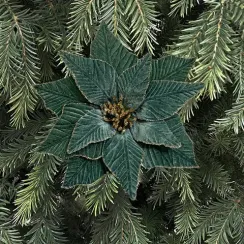 Декоративный цветок Пуансеттия 29 см., пыльно-зеленый, на клипсе, Christmas DeLuxe (89558)