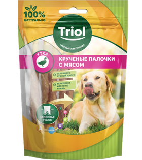 Лакомство для собак «Крученые палочки с мясом утки», 70гр., Triol