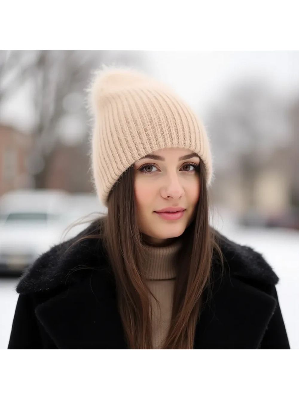 шапка ангора зимняя пушистая вязаная модная
