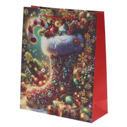 GAEM Пакет подарочный (бумага 210г/м2, блок 12шт), L26 W10 H32 см, 4в.