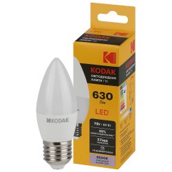 Лампа светодиодная Kodak LED B35-7W-865-E27 K 7Вт свеча холодный дневной свет Е27 | Лампы cветодиодные Свеча (B/C)