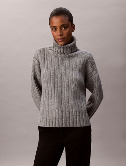 Свитер Calvin Klein Wide Rib Relaxed Turtleneck Sweater Grey Heather