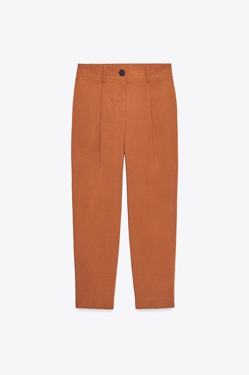 ZARA БРЮКИ С ЗАЩИПАМИ И ЭЛАСТИЧНЫМ ПОЯСОМ, ТЕРРАКОТОВЫЙ