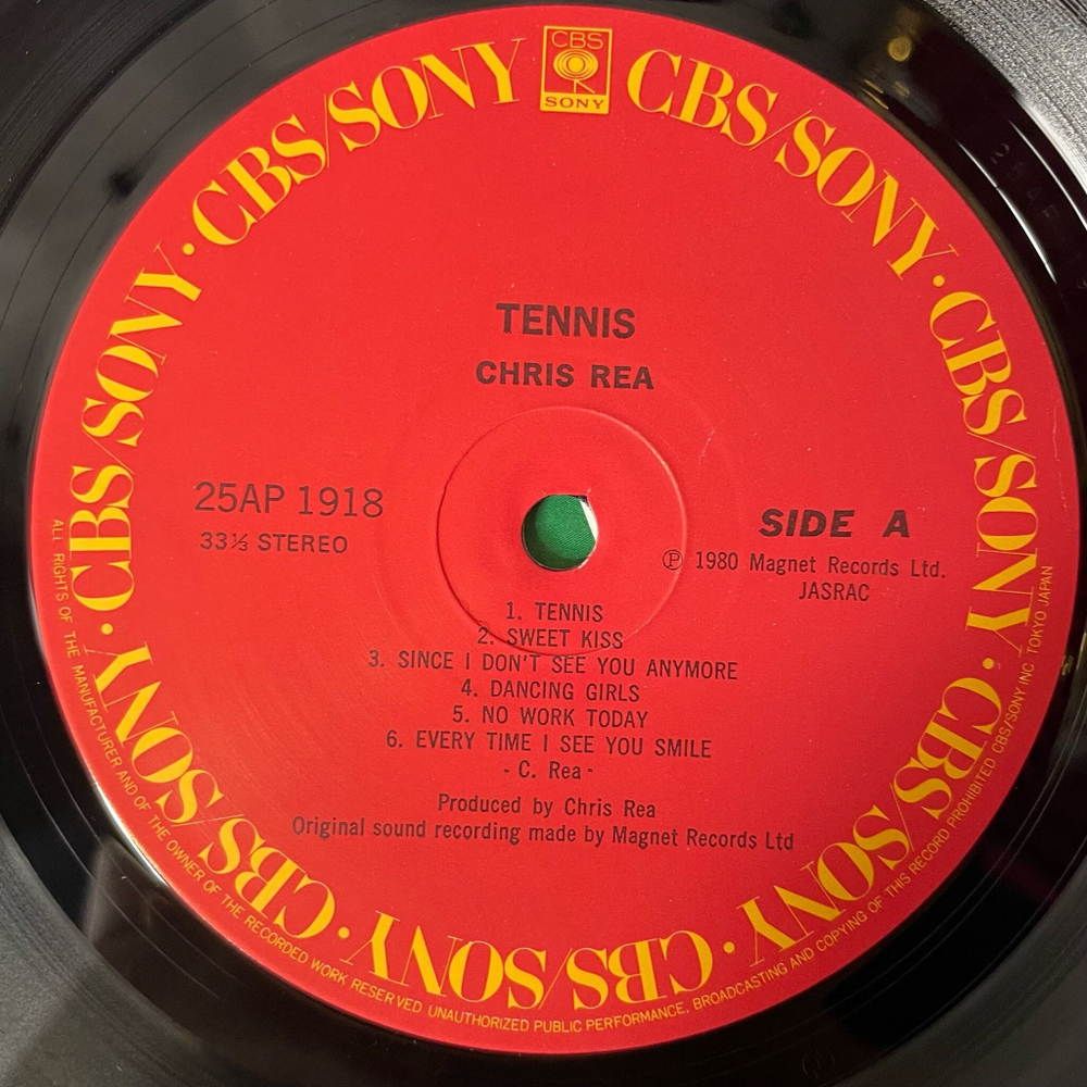 Винтажная виниловая пластинка LP Chris Rea Tennis (Japan 1980) (Obi) Sweet Kiss