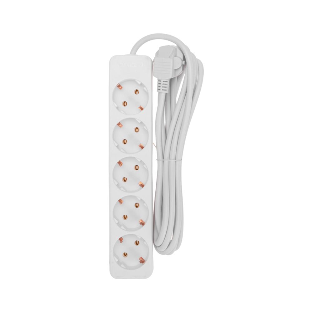 Удлинитель 5 гнезд, 3м, 3х0,75мм², с/з, белый PROconnect