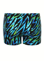Мужские плавки-боксеры с цветными зигзагами (Размер: XL) (Цвет: голубой с черным)