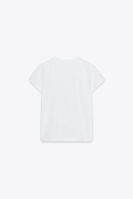 ZARA ОДНОТОННАЯ ФУТБОЛКА, БЕЛЫЙ