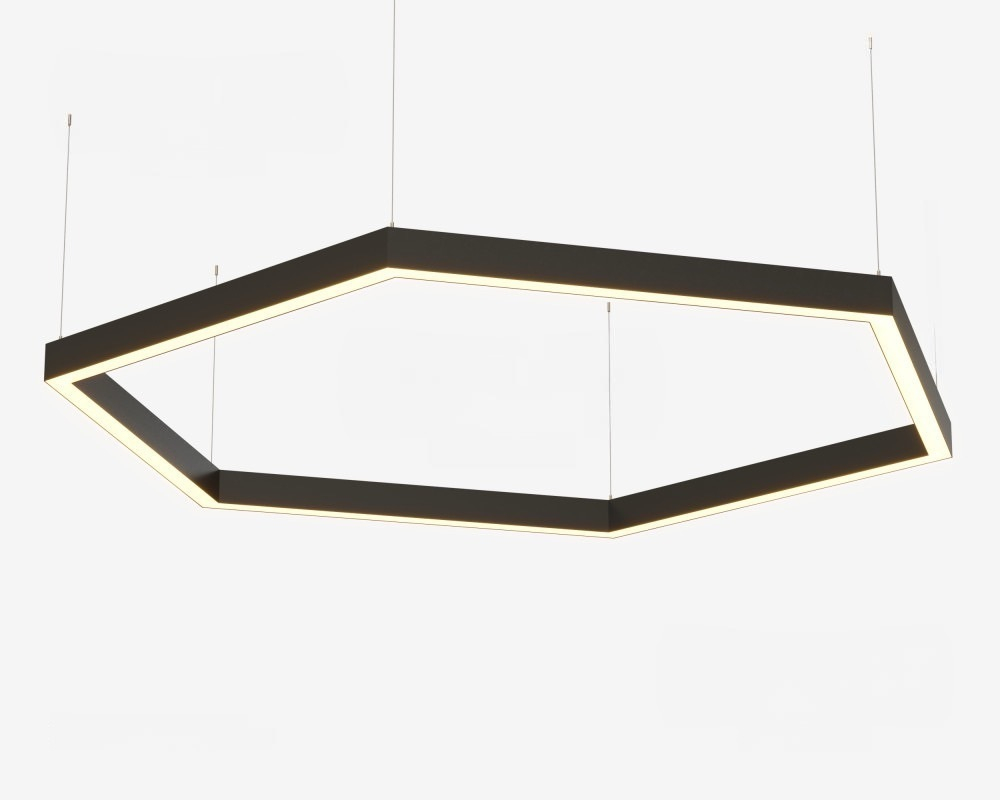 Подвесной LED светильник шестиугольный LP85-ARENA6-400 60Вт (сегмент 404 мм) 4000K 5520Лм черный 808х808х80мм DARKLUM