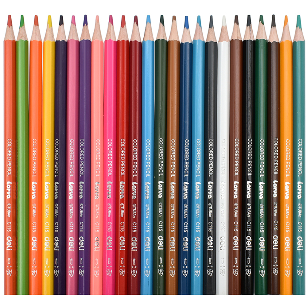 Карандаши цветные Deli  "Larva", 24 цвета, картон