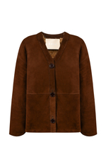 Коричневая двусторонняя шуба-дубленка k é k é