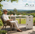 Письменный стол Клаудиа с ящиками, тумбой и полками из массива сосны, белый