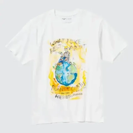 UNIQLO ФУТБОЛКА С РИСУНКОМ PEACE FOR ALL, БЕЛЫЙ