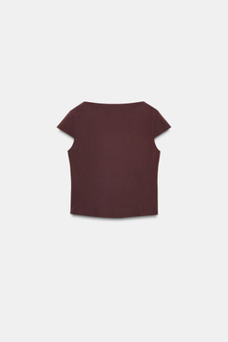 ZARA ФУТБОЛКА С КОРОТКИМИ РУКАВАМИ, ШОКОЛАДНЫЙ