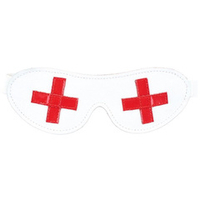 Белая кожаная маска с красными лаковыми крестами Медсестричка БДСМ Арсенал 58008