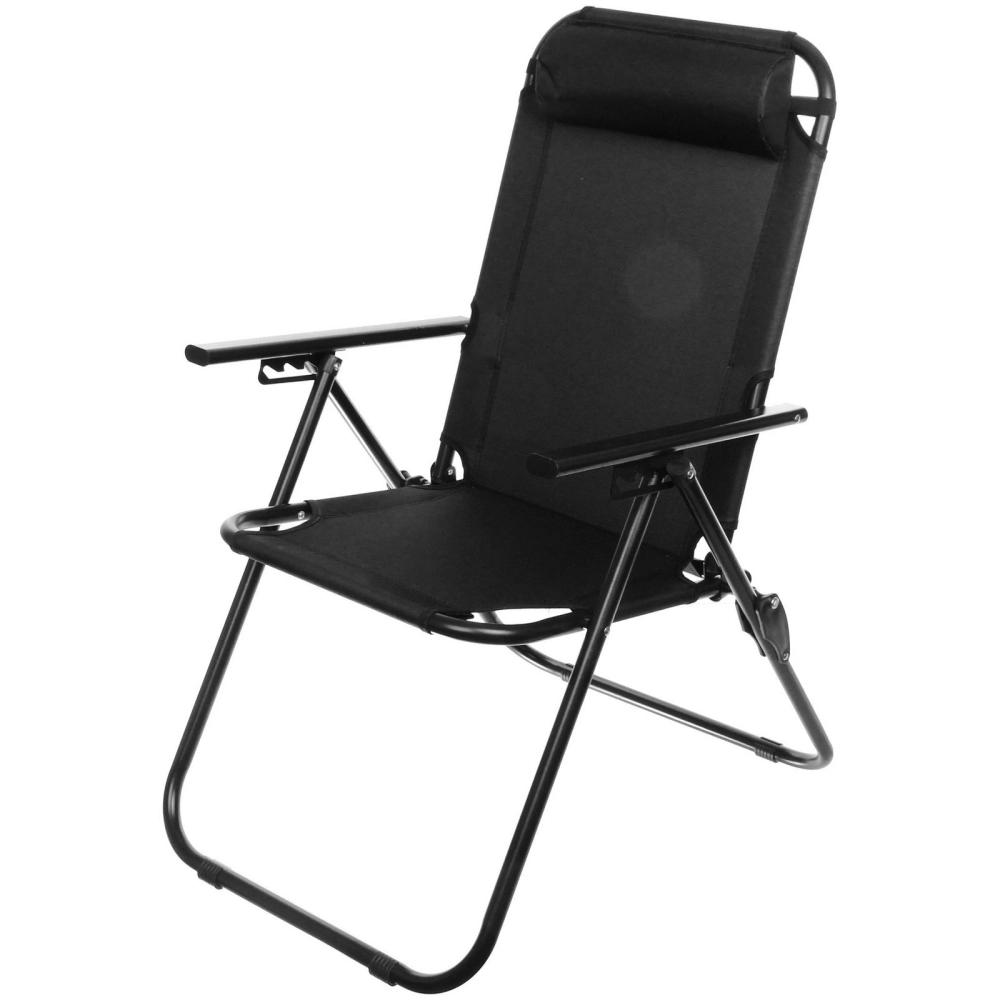 Кресло складное с подлокотниками TFS1608, 54*68*95 см, 3 положения, чёрный.