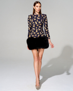 Платье длины мини с меховой отделкой