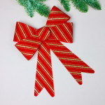 Бант на ёлку «Классика» золотая полоса 28*38 см, Красный