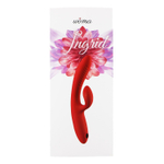 Красный тройной вибратор-кролик Ingrid с вакуумной стимуляцией и нагревом - 22,5 см.