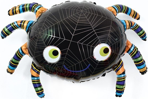 Шар с клапаном (14''/36 см) Мини-фигура, Паук, Черный, 1 шт. в уп.