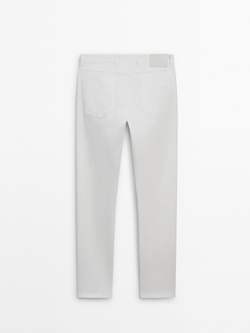 Massimo Dutti Зауженные джинсы из расшлихтованной ткани, белый