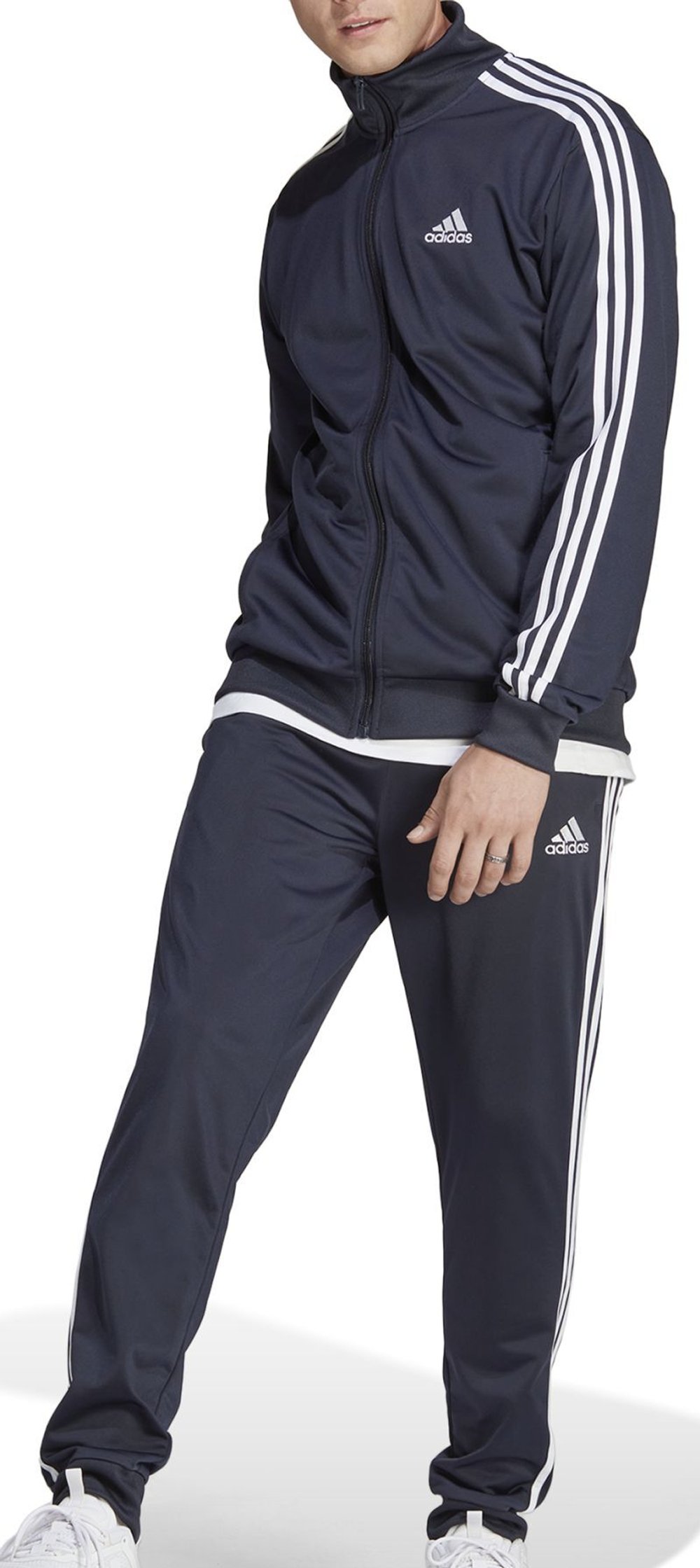 Для мужчин Костюм теннисный Adidas Basic 3-Stripes Tricot Track Suit - legend ink/white