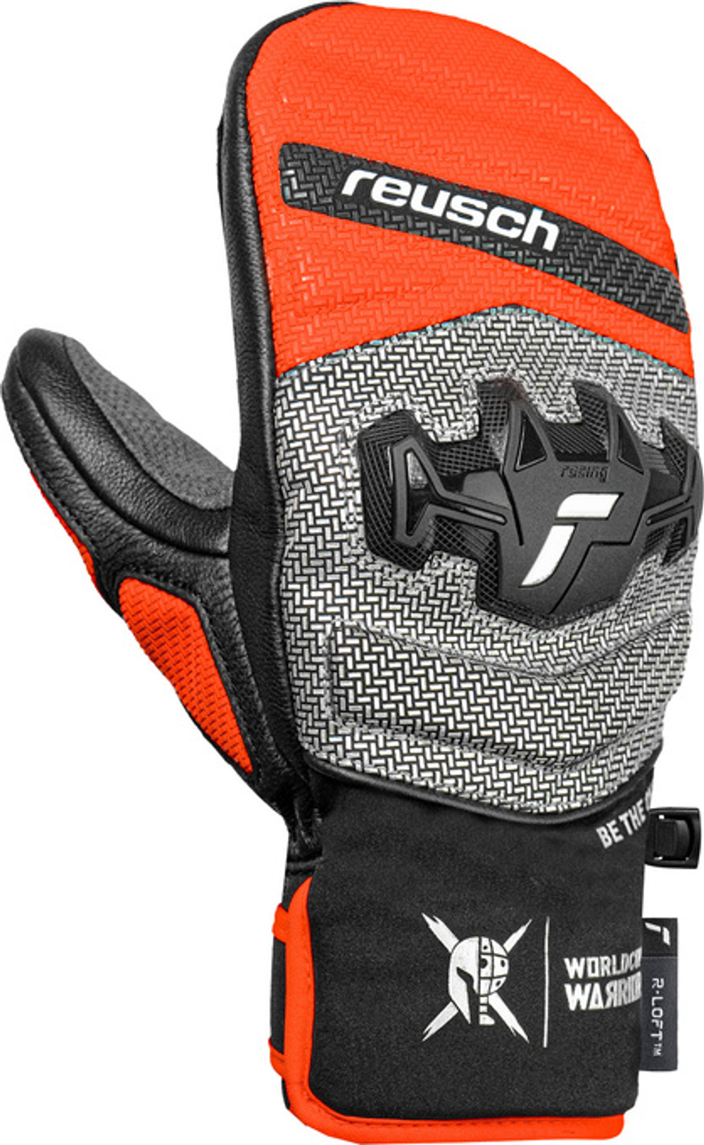 REUSCH 25/26 варежки горнолыжные юниорские 6571411_7588 Worldcup Warrior GS Junior Mitten Bl/Sil/Fl Red