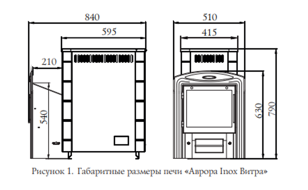 Печка TMF Аврора Inox Витра Иллюминатор терракота габаритные размеры