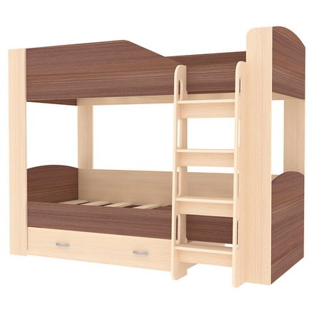 Двухъярусная кровать КарИВи Астра 2  Дуб Молочный Бодего Темный
