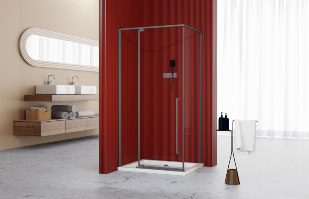 Душевое ограждение Esbano ESOGA108PSGM 100x80x195 Прямоугольная цвет оружейная сталь