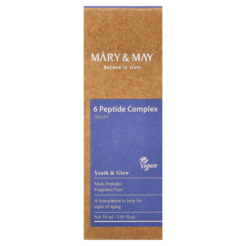 Mary & May, Сыворотка с комплексом из 6 пептидов, без отдушек, 30 мл (1,01 жидк. унц.)