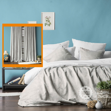 Готовые шторы и покрывало ДЖЖИМ (арт. BL10-290-05) - (145х270)х2 см., покрывало 230х250 см. - серые