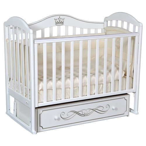 Детская кроватка Oliver Camilla Elite с универсальным маятником и ящиком Белый