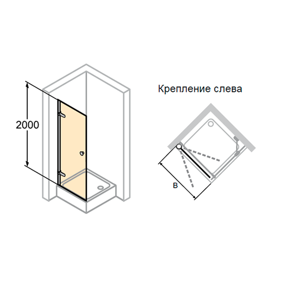 Распашная дверь для боковой стенки Huppe Enjoy Elegance 1000x2000, крепление слева, прозрачное стекло с Anti-Plaque, профиль хром 3T2006 092 322